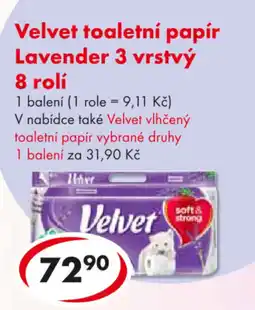 CBA Velvet toaletní papír Lavender 3 vrstvý 8 rolí nabídka