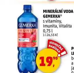 Penny Market MINERÁLNÍ VODA GEMERKA s vitamíny, Imunita, 0,75 l nabídka