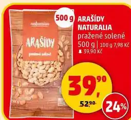Penny Market ARAŠÍDY NATURALIA pražené solené, 500 g nabídka
