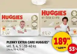 Penny Market HUGGIES extra care vel. 3, 4, 5, 28-40 ks nabídka