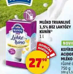 Penny Market MLÉKO TRVANLIVÉ 1,5% BEZ LAKTÓZY KUNÍN, 1 l nabídka
