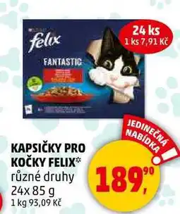Penny Market KAPSIČKY PRO KOČKY FELIX různé druhy, 24x 85 g nabídka