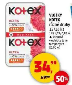 Penny Market VLOŽKY KOTEX různé druhy, 12/16 ks nabídka