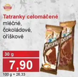PLUS JIP Tatranky celomáčené mléčné, čokoládové, oříškové nabídka