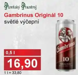 PLUS JIP Gambrinus Originál 10 světlé výčepní nabídka