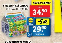 Lidl Smetana ke šlehání nabídka