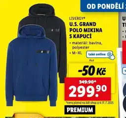 Lidl U.s. grand polo mikina s kapucí nabídka