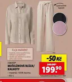Lidl Mušelínová blůza / kalhoty nabídka