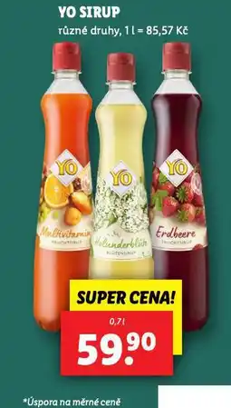 Lidl Yo sirup nabídka