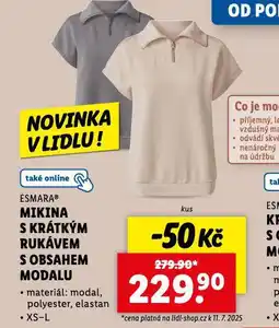 Lidl Mikina s krátkým rukávem s obsahem modalu nabídka