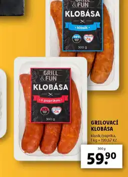 Lidl Grilovací klobása nabídka