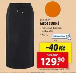 Lidl ESMARA MIDI SUKNĚ nabídka