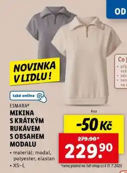 Lidl ESMARA Mikina s krátkým rukávem s obsahem modalu nabídka