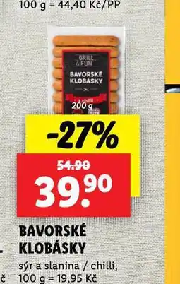 Lidl Bavorské klobásy nabídka
