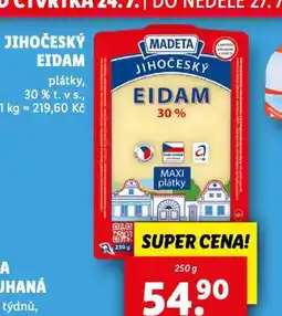 Lidl Jihočeský eidam plátky 30% nabídka