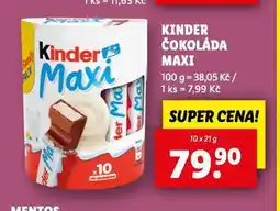 Lidl Kinder čokoláda maxi nabídka