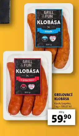 Lidl Grilovací klobása nabídka