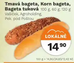 Konzum Tmavá bageta, korn bageta, bageta tuková nabídka