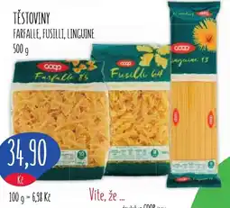 Konzum Těstoviny farfalle, fusilli, linguine nabídka