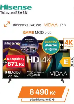 Expert Hisense Televize 58A6N nabídka
