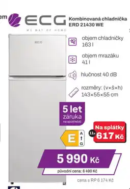 Expert ECG Kombinovaná chladnička ERD 21430 WE nabídka