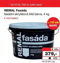 Barvy a laky drogerie REMAL fasáda fasádní akrylátová bílá barva 4kg nabídka