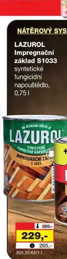 Barvy a laky drogerie LAZUROL Impregnační základ S1033 syntetické fungicidní napouštědlo, 0,75l nabídka