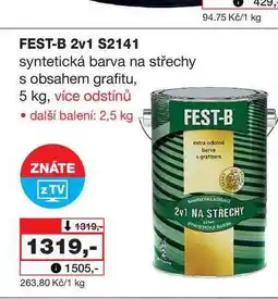Barvy a laky drogerie FEST-B 2v1 S2141 syntetická barva na střechy s obsahem grafitu, 5 kg nabídka