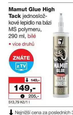 Barvy a laky drogerie Mamut Glue High Tack jednoslož- kové lepidlo na bázi MS polymeru, 290 ml, bílé nabídka