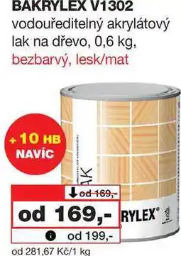 Barvy a laky drogerie BAKRYLEX V1302 vodouředitelný akrylátový lak na dřevo, 0,6 kg nabídka