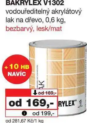 Barvy a laky drogerie BAKRYLEX V1302 vodouředitelný akrylátový lak na dřevo, 0,6 kg nabídka