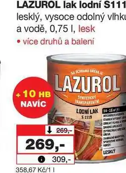 Barvy a laky drogerie LAZUROL lak lodní S111 lesklý, vysoce odolný vlhku a vodě, 0,75 I, lesk nabídka