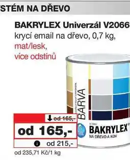 Barvy a laky drogerie BAKRYLEX Univerzál V2066 krycí email na dřevo, 0,7 kg, mat/lesk nabídka