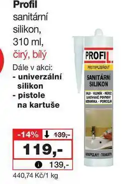 Barvy a laky drogerie Profil sanitární silikon, 310 ml, čirý, bílý nabídka