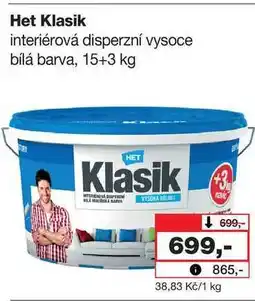 Barvy a laky drogerie Het Klasik interiérová disperzní vysoce bílá barva, 15+3 kg nabídka