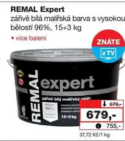 Barvy a laky drogerie REMAL Expert zářivě bílá malířská barva s vysokou bělostí 96%, 15+3 kg nabídka