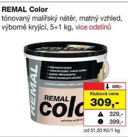 Barvy a laky drogerie REMAL Color tónovaný malířský nátěr, matný vzhled, výborně kryjící, 5+1 kg nabídka