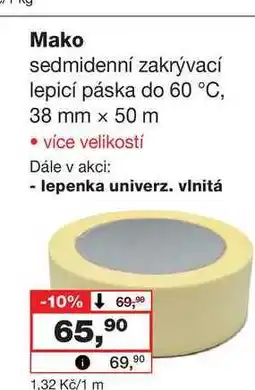 Barvy a laky drogerie Mako sedmidenní zakrývací lepicí páska do 60 °C, 38 mm x 50 m nabídka