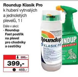 Barvy a laky drogerie Roundup Klasik Pro k hubení vytrvalých a jednoletých plevelů, 1l nabídka