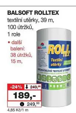 Barvy a laky drogerie BALSOFT ROLLTEX textilní utěrky, 39 m, 100 útržků, 1 role nabídka