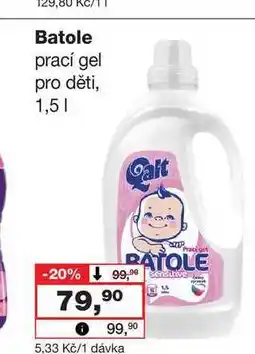 Barvy a laky drogerie Batole prací gel pro děti, 1,5l nabídka
