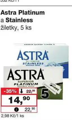 Barvy a laky drogerie Astra Platinum a Stainless žiletky, 5 ks nabídka