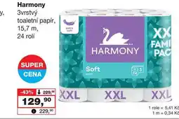 Barvy a laky drogerie Harmony 3vrstvý toaletní papír, y, 15,7 m, 24 rolí nabídka