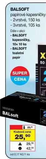 Barvy a laky drogerie BALSOFT papírové kapesníčky - 2vrstvé, 150 ks nabídka