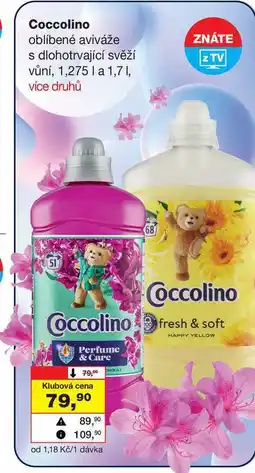 Barvy a laky drogerie Coccolino oblíbené aviváže s dlohotrvající svěží vůní, 1,275l a 1,7l nabídka