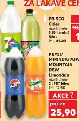 Kaufland Pepsi Mirinda 7UP, Mountain Dew nabídka