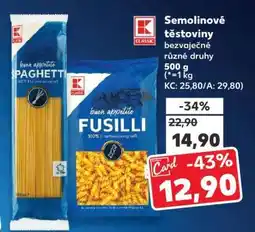Kaufland Semolinové těstoviny nabídka