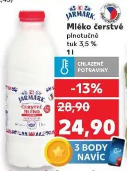 Kaufland Jarmark Mléko čerstvé plnotučné tuk 3,5 % 1 l nabídka