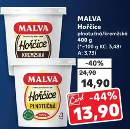 Kaufland Malva Hořčice plnotučná, kremžská nabídka