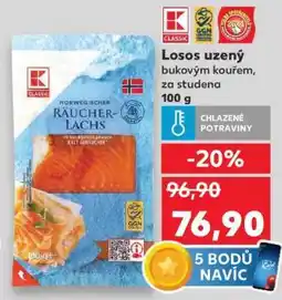 Kaufland Losos uzený bukovým kouřem, za studena 100 g nabídka